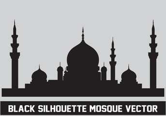 Mosque silhouette black color for islamic design Vector