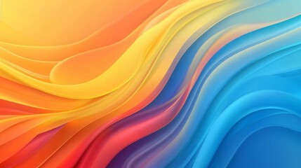 Fototapeta premium Warm yellow and orange meet cool blue in vibrant abstract design. Energetic abstract flowing lines for dynamic backgrounds. Vivid digital waves in a fusion of warm and cool colors.