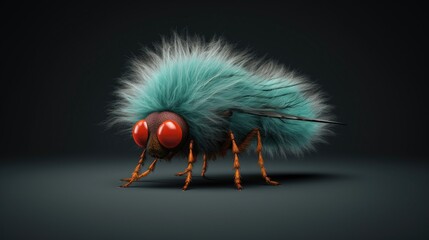 Detailed vibrant fluffy fly cute as real