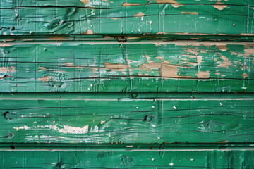 Weathered wooden plank painted in green color.
