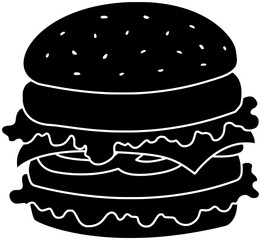 food illustration hamburger silhouette fast logo burger icon restaurant outline meal pizza sandwich menu lunch snack unhealthy cheeseburger fastfood shape chicken fries meat for vector graphic