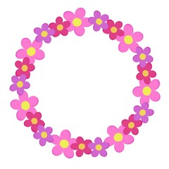 Beautiful wreath of pink flowers. For design of cards, holiday invitations.