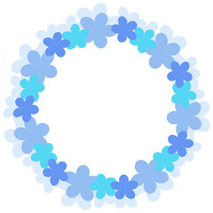 Beautiful wreath of blue flowers. For design of cards, holiday invitations.