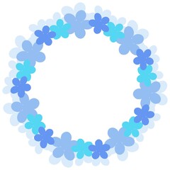 Beautiful wreath of blue flowers. For design of cards, holiday invitations.