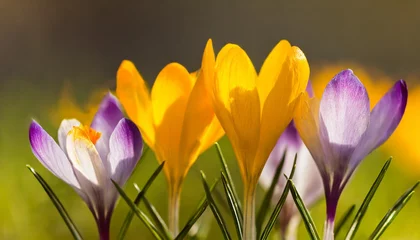 Zelfklevend Fotobehang Spring crocus flowers © The Perfect Moment