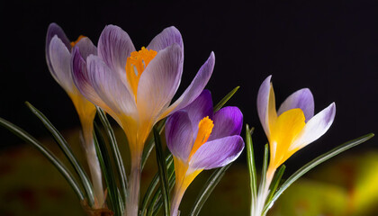Yellow & Purple crocus flowers