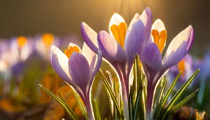 Schilderijen op glas Spring crocus flowers © The Perfect Moment