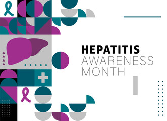 Hepatitis awareness month. Hepatitis awareness. Hepatitis A, B, C, D and E. Hepatitis group of infectious diseases. Liver. Medical illustration. Health care. Symbolic concept raising support campaign