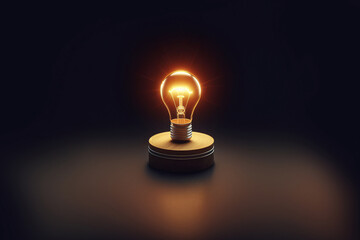 Illuminated light bulb in a row of dim ones concept for creativity, innovation and solution, idea concept, generative ai