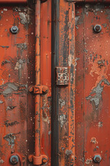 Detailed shot of a weathered metal door, suitable for industrial concepts