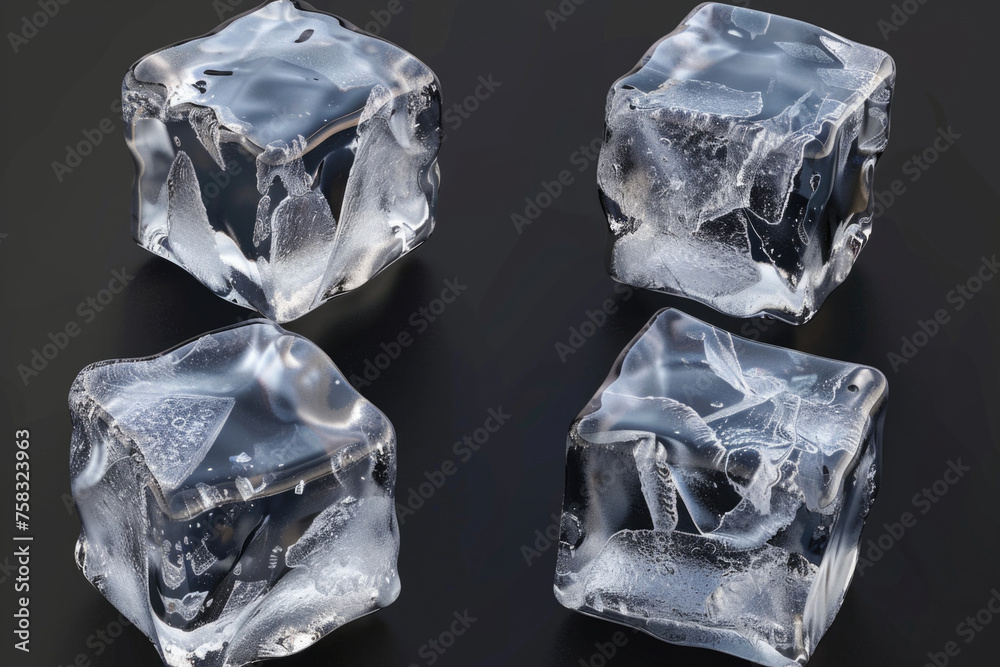 Poster ice cubes on a table, suitable for various uses