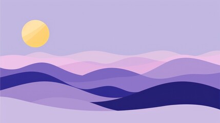 Illustration of Abstract Purple Sunset Landscape Colorful Sky and Calm Atmosphere