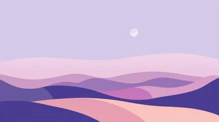 Tuinposter Illustration of Purple Sunset Landscape Abstract Art with Dramatic Purple Tones © Ryan
