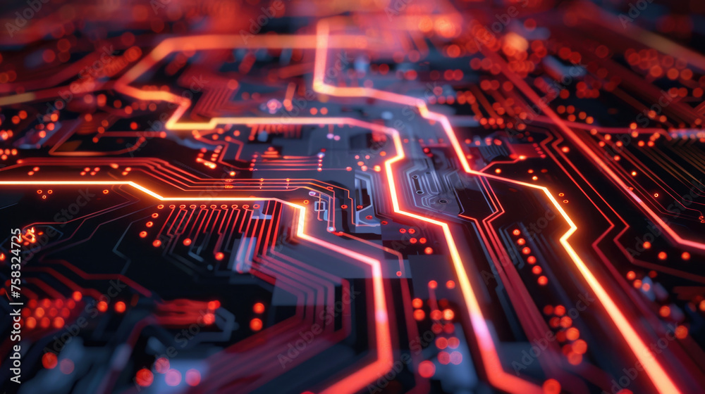 Poster detailed view of an electronic circuit board. suitable for technology concepts