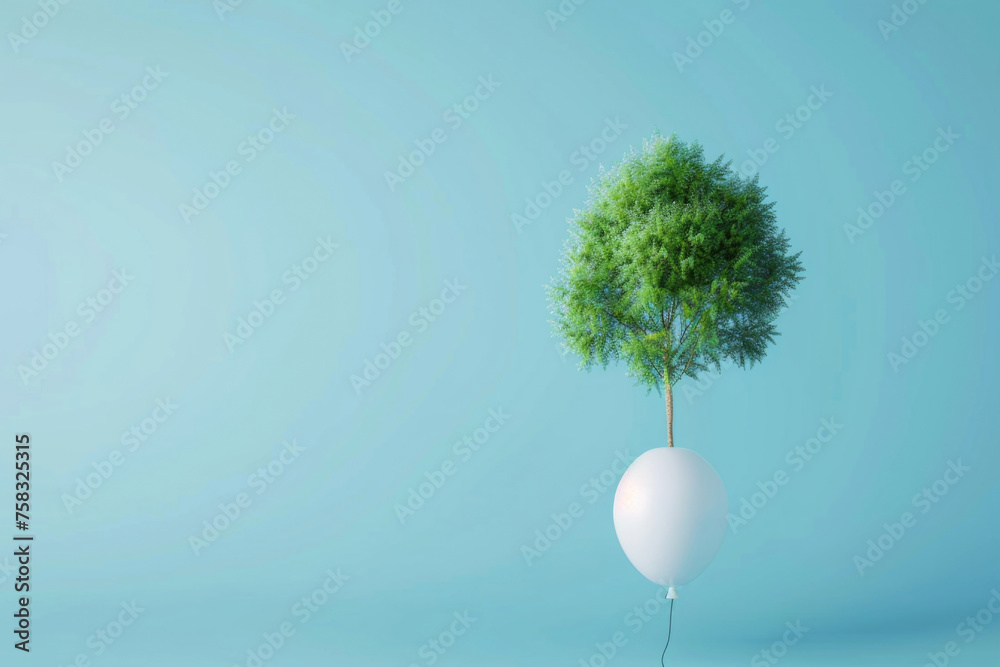 Poster white balloon with tree on top, suitable for various projects