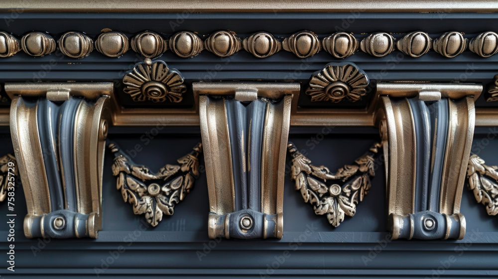 Poster detailed view of decorative design on building, suitable for architectural projects