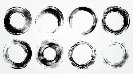 Abstract black ink circles on a plain white background. Suitable for graphic design projects - obrazy, fototapety, plakaty