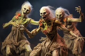 zombie dancers show off their unique dancing skills on the stage
 - obrazy, fototapety, plakaty