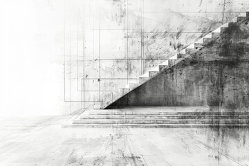 Black and white image of a staircase, suitable for architectural concepts