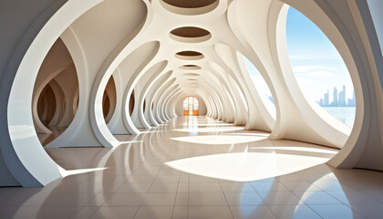 Abstract Futuristic White Corridor