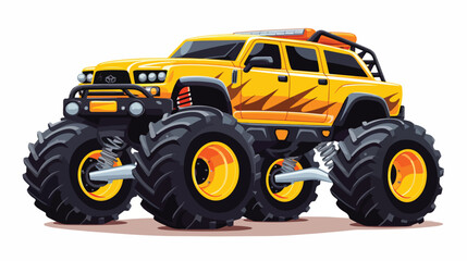 Fototapeta na wymiar Flat icon A monster truck with large tires and a su