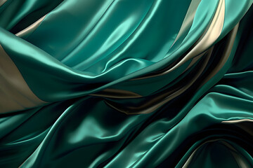 Obraz premium green and silver satin material with a lot of folds