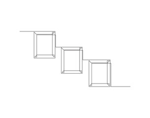 Continuous Line Drawing Of Wall Frame. One Line Of Picture Frame. Frame Continuous Line Art. Editable Outline.