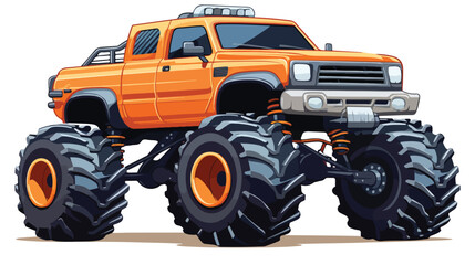Flat icon A monster truck with large tires and a su