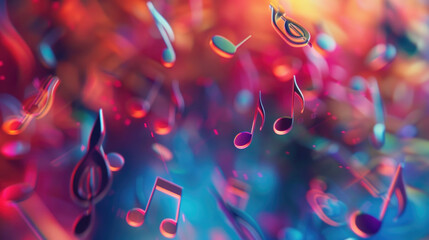 Musical notes floating in the air, suitable for music concepts