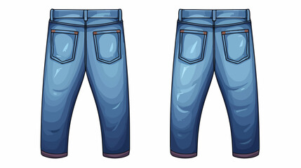 Flat icon A pair of blue jeans with a classic cut a