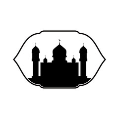mosque logo vecor illustration. Muslim mosque silhouette logo template.  Ramadan kareem, eid mubarak
