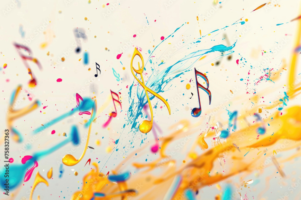 Poster vibrant musical notes floating in the air. perfect for music-related projects