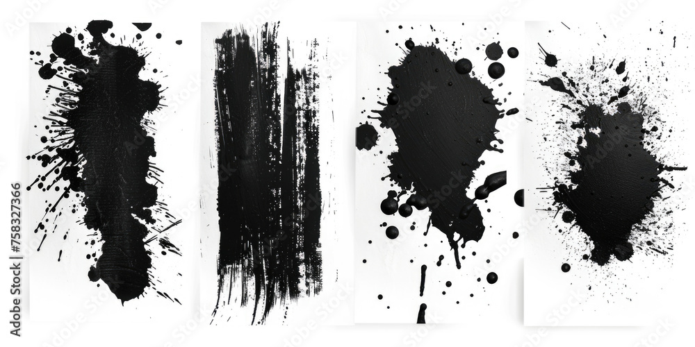 Poster abstract black ink splatters on white background. suitable for design projects