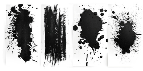Abstract black ink splatters on white background. Suitable for design projects - obrazy, fototapety, plakaty