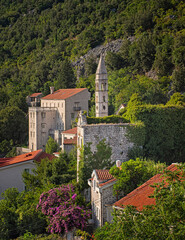 Fototapeta na wymiar Stone buildings in the old town of Perast, Montenegro