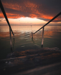 Amazing sunset over lake Balaton in summer