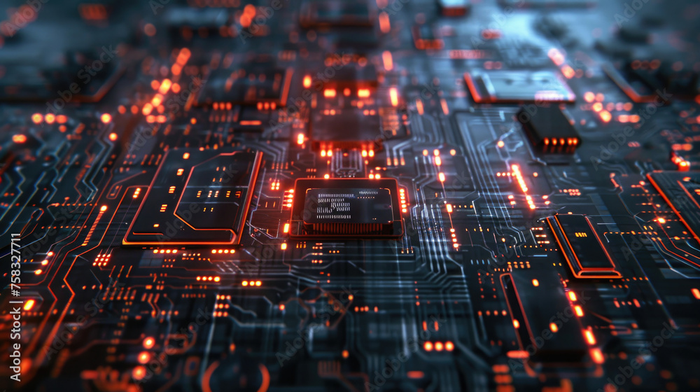 Leinwandbilder detailed view of a computer circuit board, suitable for technology concepts