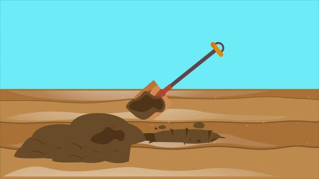 Digging the Soil with a Shovel 2D Animation