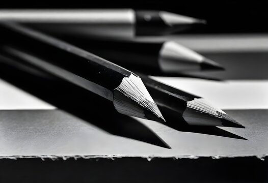 Close up of pencils with black and white filter