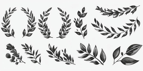 Detailed drawing of a bunch of leaves, suitable for nature-themed designs