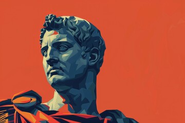 Trajan Roman Emperor in minimalist illustration statue with ancient history art