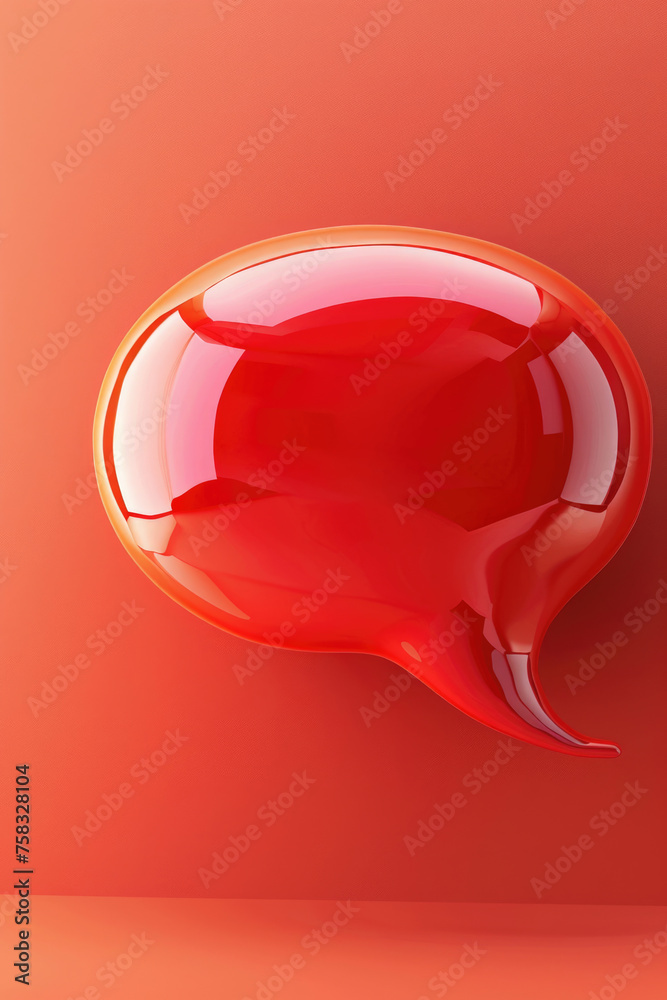 Aufkleber a vibrant red speech bubble on an orange background. perfect for adding text or quotes to designs