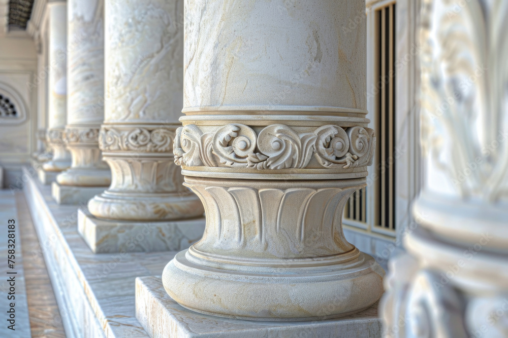 Fototapete A row of columns with clocks on top. Suitable for illustrating time management concepts