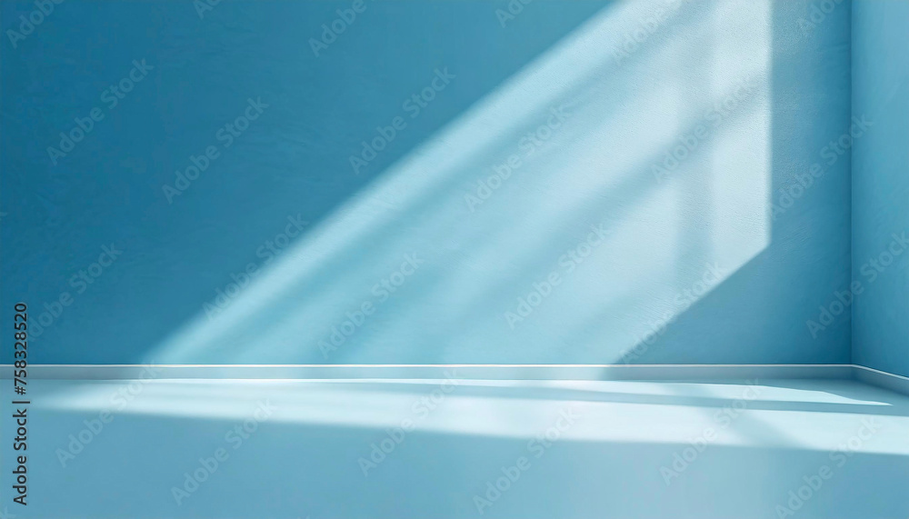 Aufkleber abstract minimal light blue background for product presentation. shadow and light from windows on pl