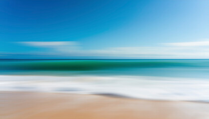 Fototapeta na wymiar Abstract background of blue sea wave Motion blur sea water and white sand.