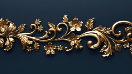 Elegant gold floral design on a dark blue background, perfect for luxury and elegant themes