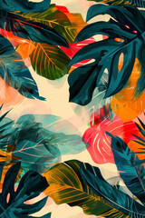 Vertical Abstract exotic illustration pattern. Creative collage contemporary seamless pattern.