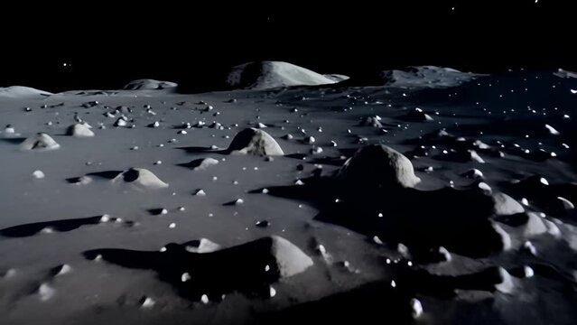 Detailed View of the Moon’s Surface - Rocks and uneven terrain contribute to the textured appearance