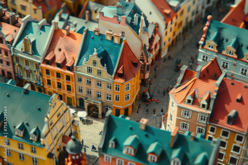 Poster aerial view of a city with numerous buildings. perfect for urban development concepts