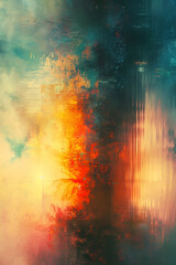 Fototapeta premium Vertical Sunsets of Never series. Landscape of virtual paint.